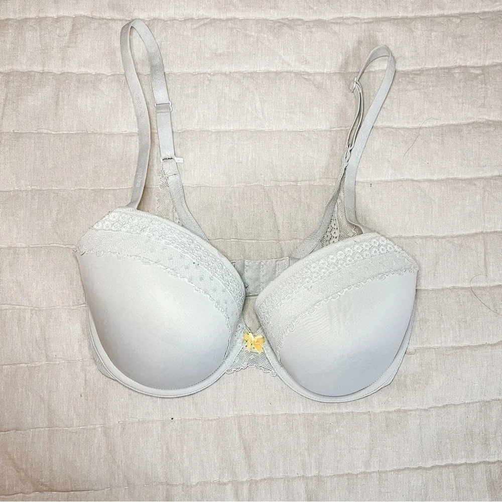 Aerie Grey Lace Trimmed Underwire Push Up Bra Size 32DDD
